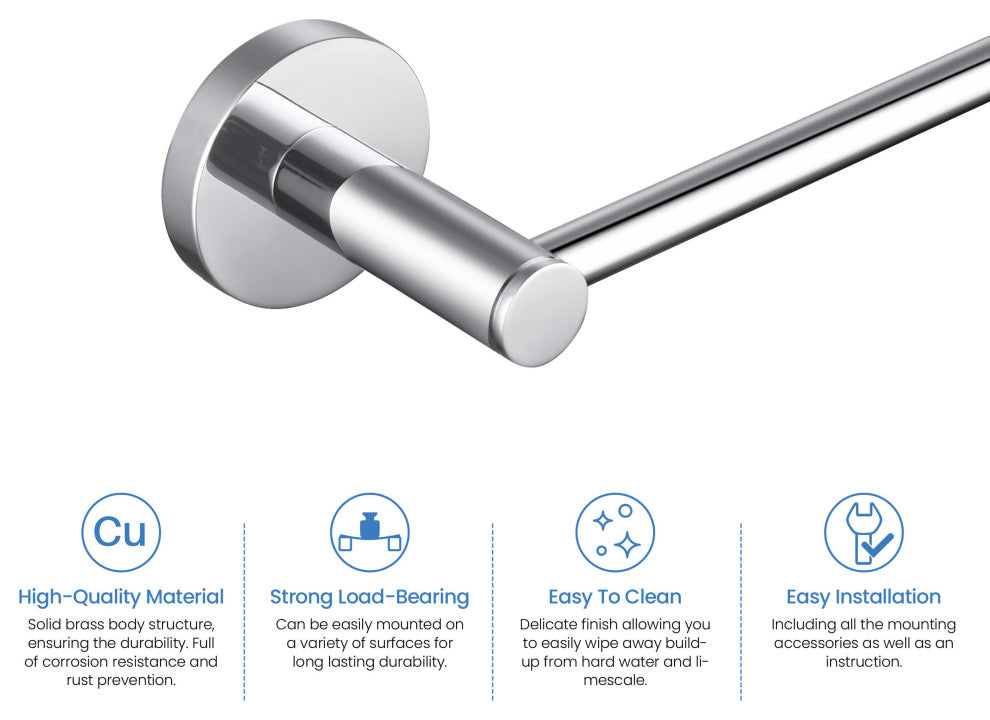 Circular 2-Piece Bathroom Hardware Set, Chrome