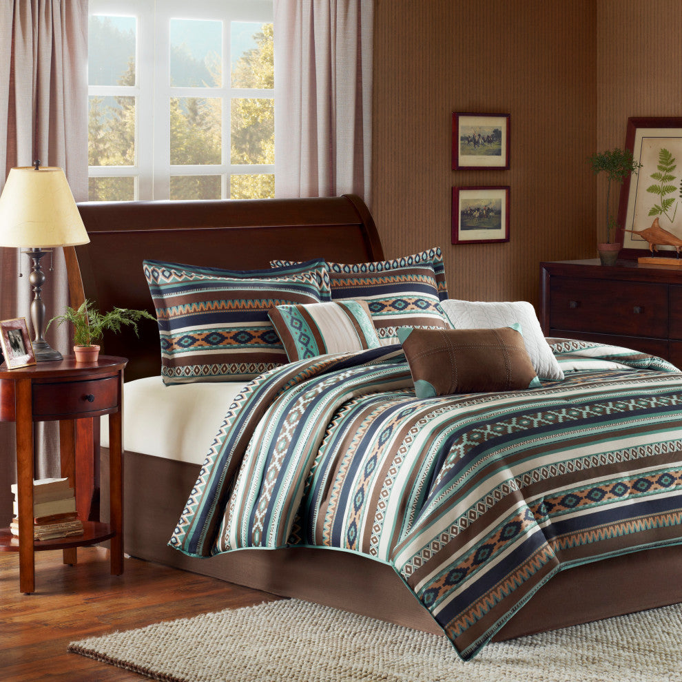Madison Park Malone 7 Piece Comforter Set in Blue