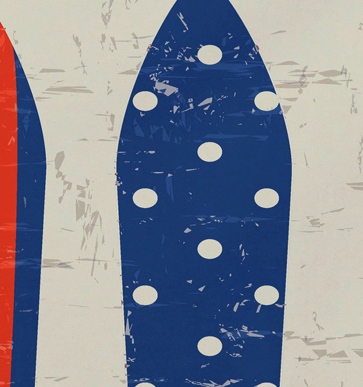 18"x14" Triple Surf, Geometric Print Pacemat, Blue, Set of 4