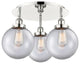Canton-3 Light 20" Flush Mount-Polished Nickel, Clear Glass Shade