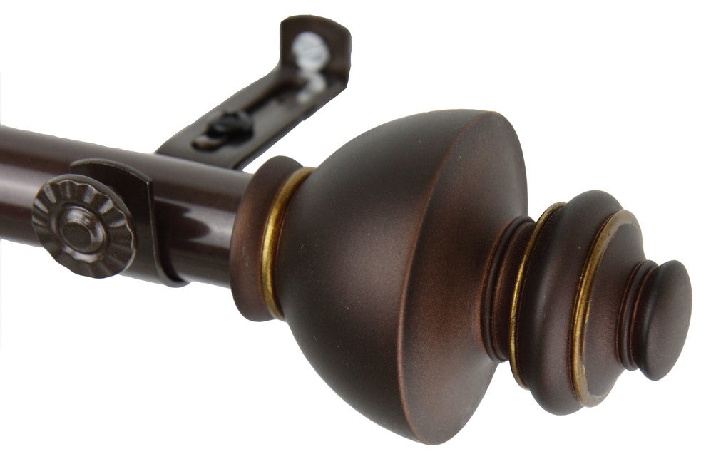 Madalena 13/16 inch Corner Window Curtain Rod, Cocoa, 28-48"