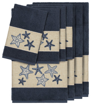 Lydia 8-Piece Embellished Towel Set, Midnight Blue