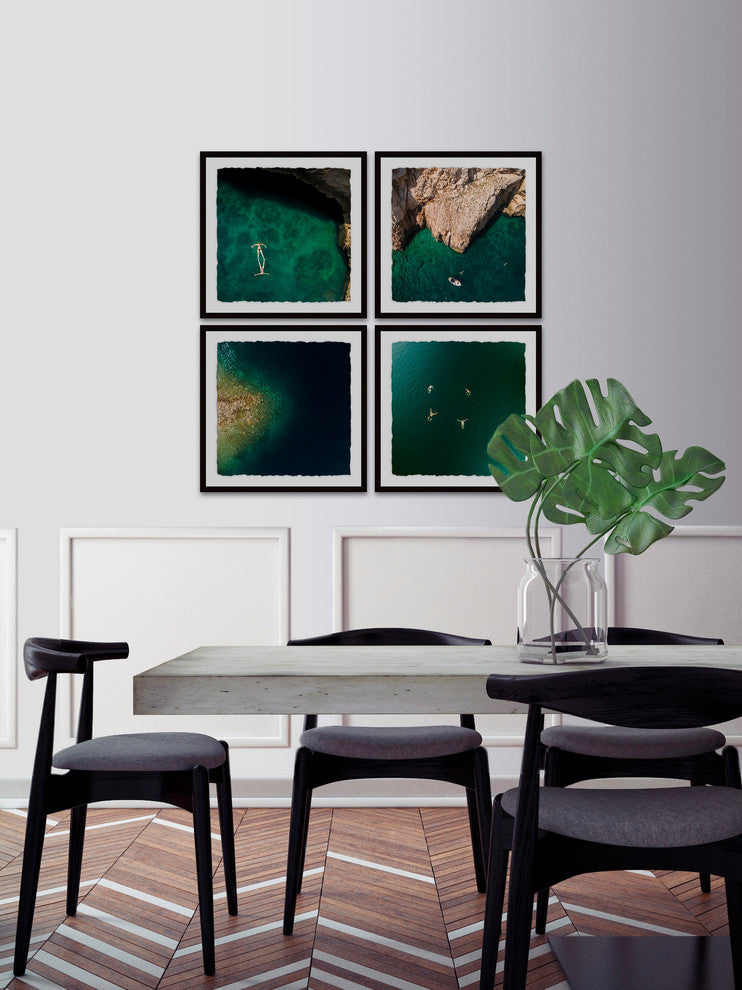 "Quiet Coves II Quadriptych" Framed Painting Prints, 64"x64", 4-Piece Set