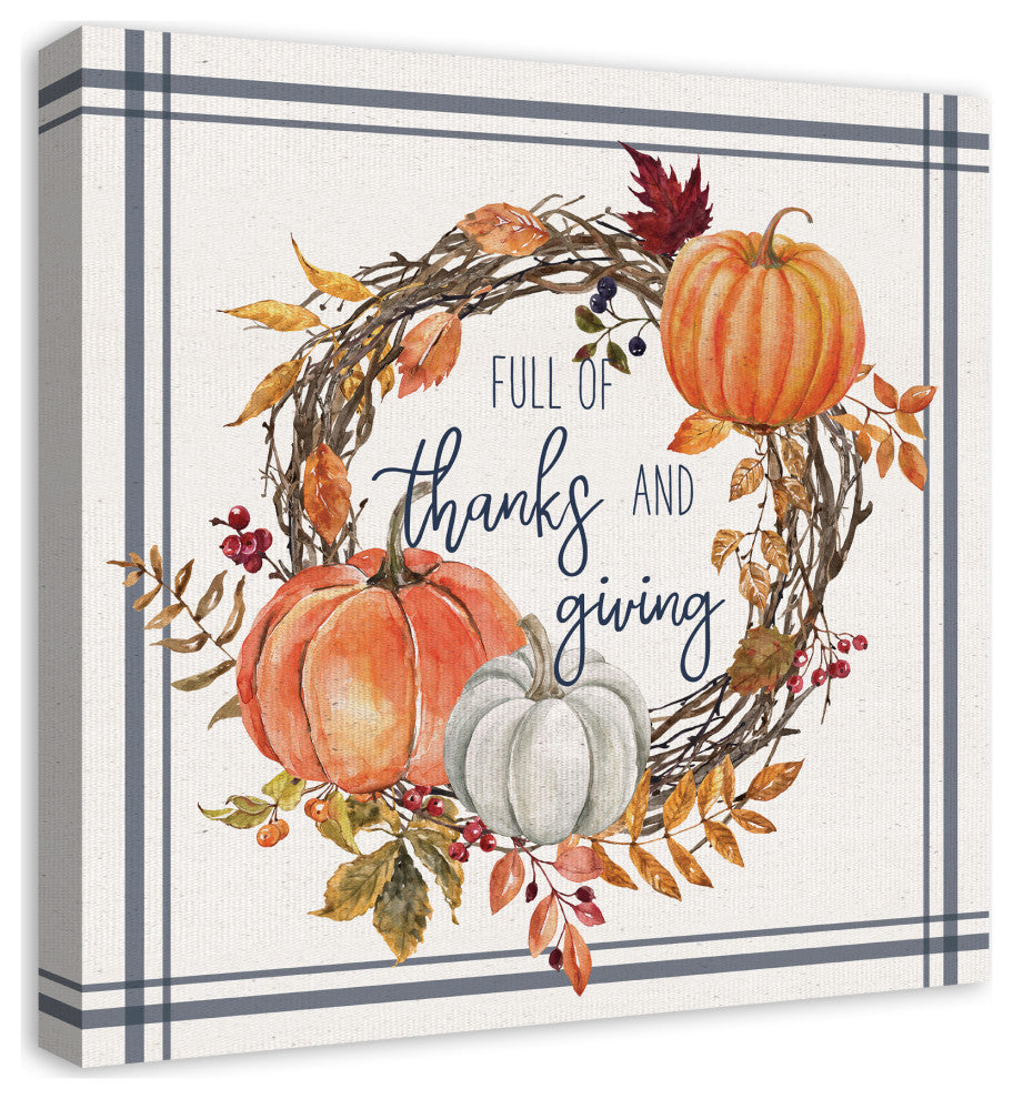 Thanks And Giving Fall Wreath 2 24"x24" Canvas Wall Art