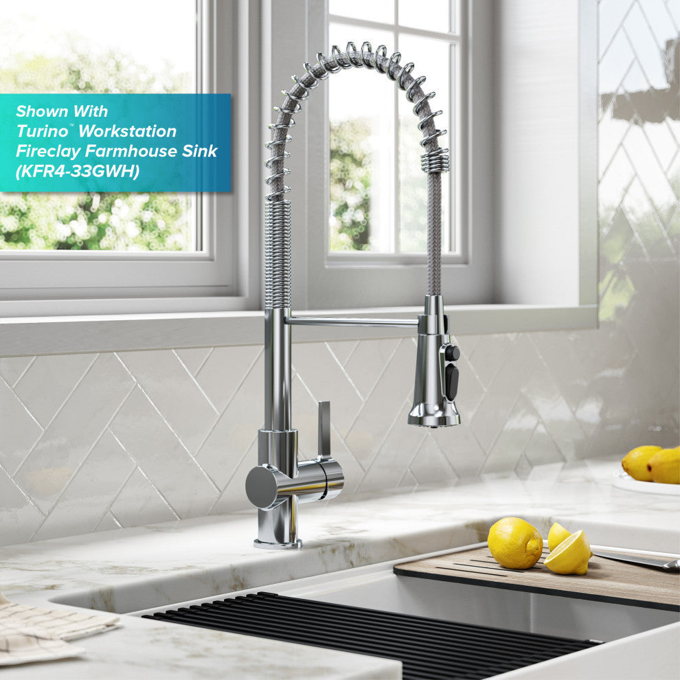 Britt Commercial Style 3-Function Pull-Down 1-Handle 1-Hole Kitchen Faucet, Chrome (Filter Kff-1691ch)