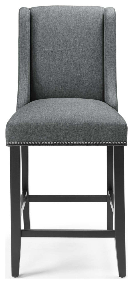 Counter Stool Chair, Fabric, Wood, Gray, Modern, Bar Cafe Bistro Restaurant