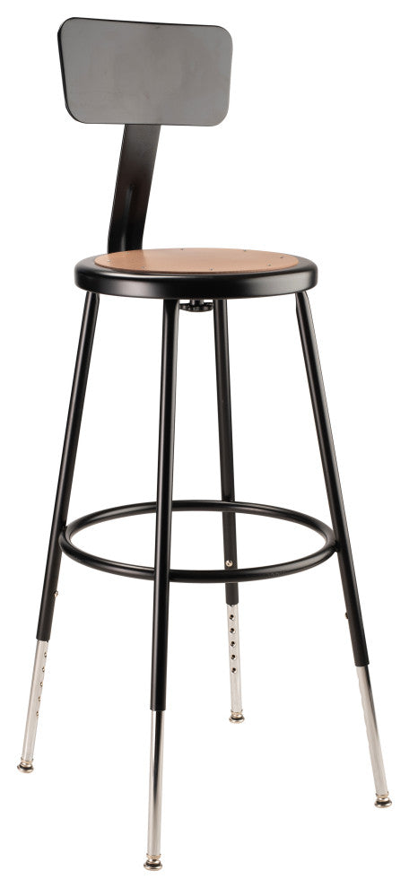 NPS 25"-33" Height Adjustable Heavy Duty Steel Stool With Backrest, Black