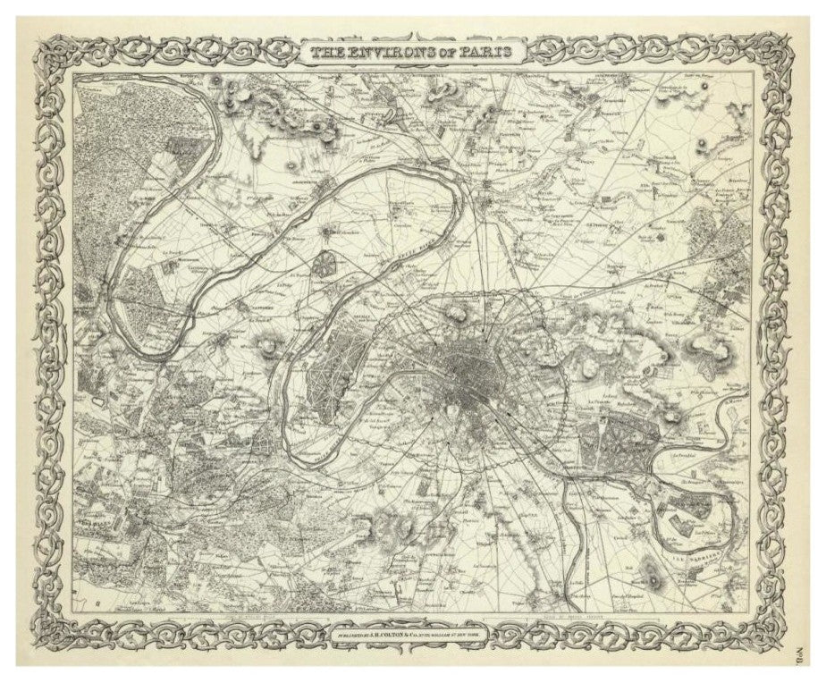 "The Environs of Paris, 1856" Digital Paper Print by G.W. Colton, 18"x15"