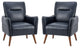 Vegan Leather Armchair Set of 2, Navy