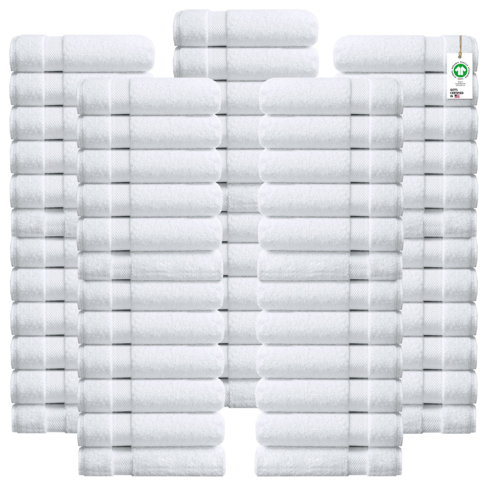 Organic Cotton Feather Touch Quick Dry Wash Cloth, White, Pack 60