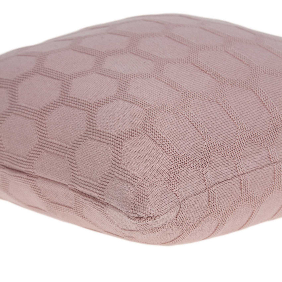 HomeRoots 20" x 0.5" x 20" Transitional Pink Cotton Pillow Cover