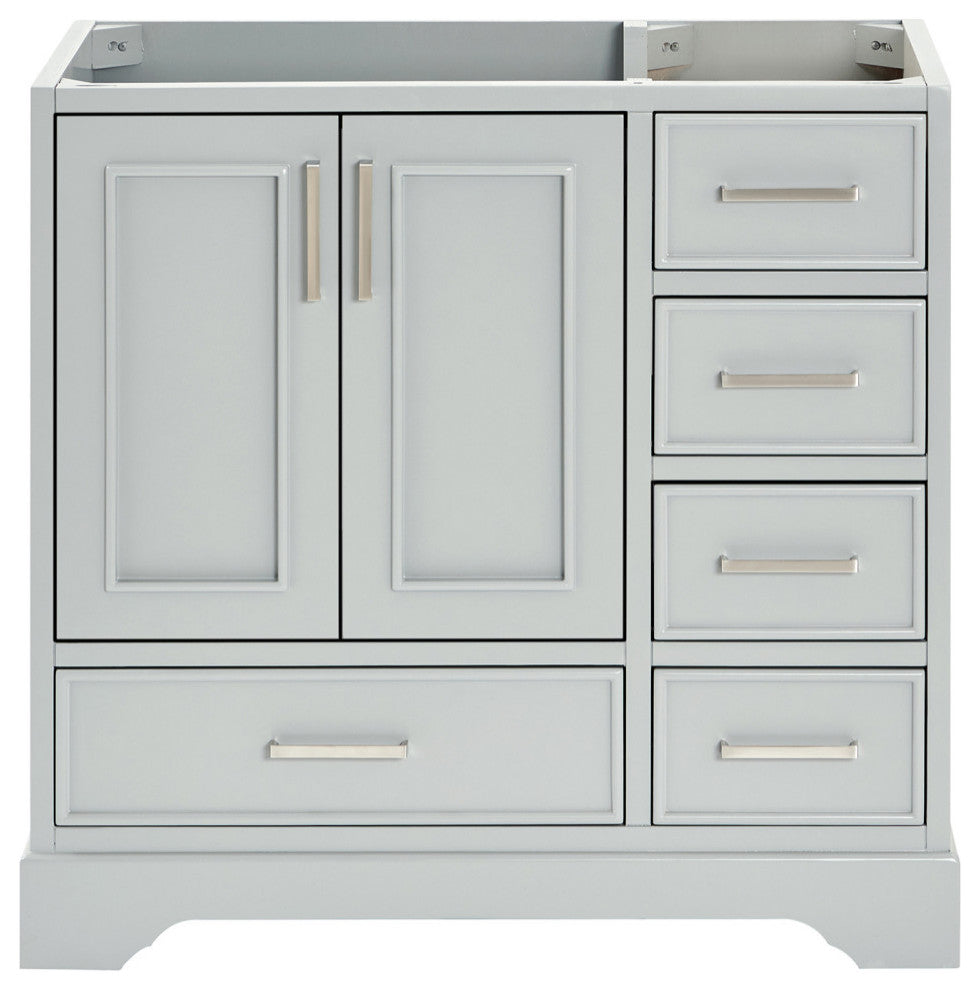 Ariel Stafford 36" Single Left Offset Sink Bathroom Vanity Base, Gray