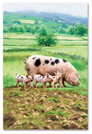 The Macneil Studio 'Pig and Piglets' Canvas Art, 32"x22"