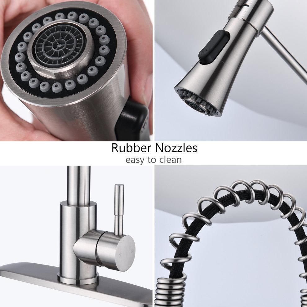 Givingtree Kitchen Sink Faucet with Deck Plate Brushed Nickel