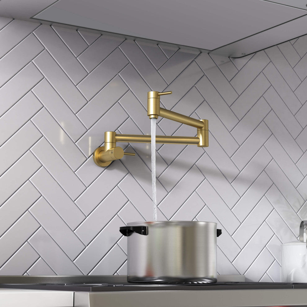Circular Pot Filler, Brushed Gold