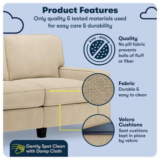 Serta Palisades 61" Track Arm Sofa Loveseat with Removable Covers Sand Beige