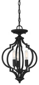 3-Light Convertible Semi-Flush or Pendant, Matte Black