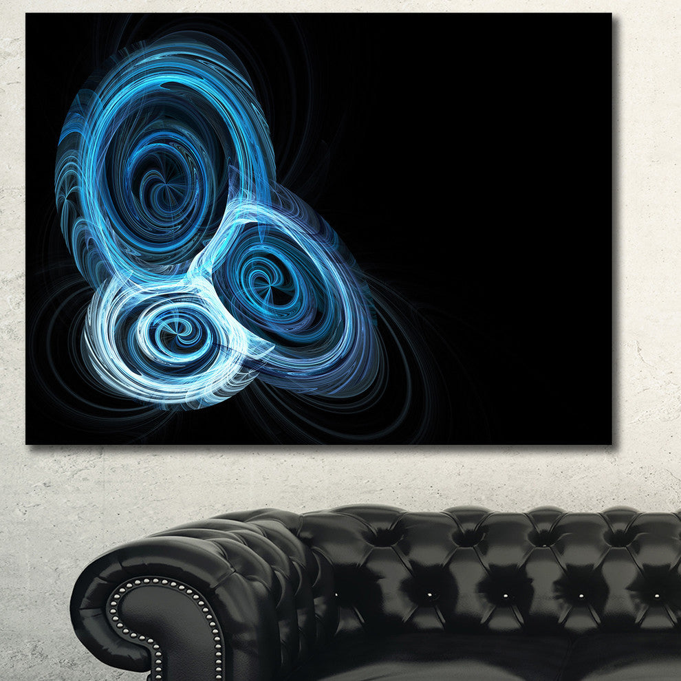 Blue Spiral Nebula on Black, Abstract Wall Art Canvas, 40x30