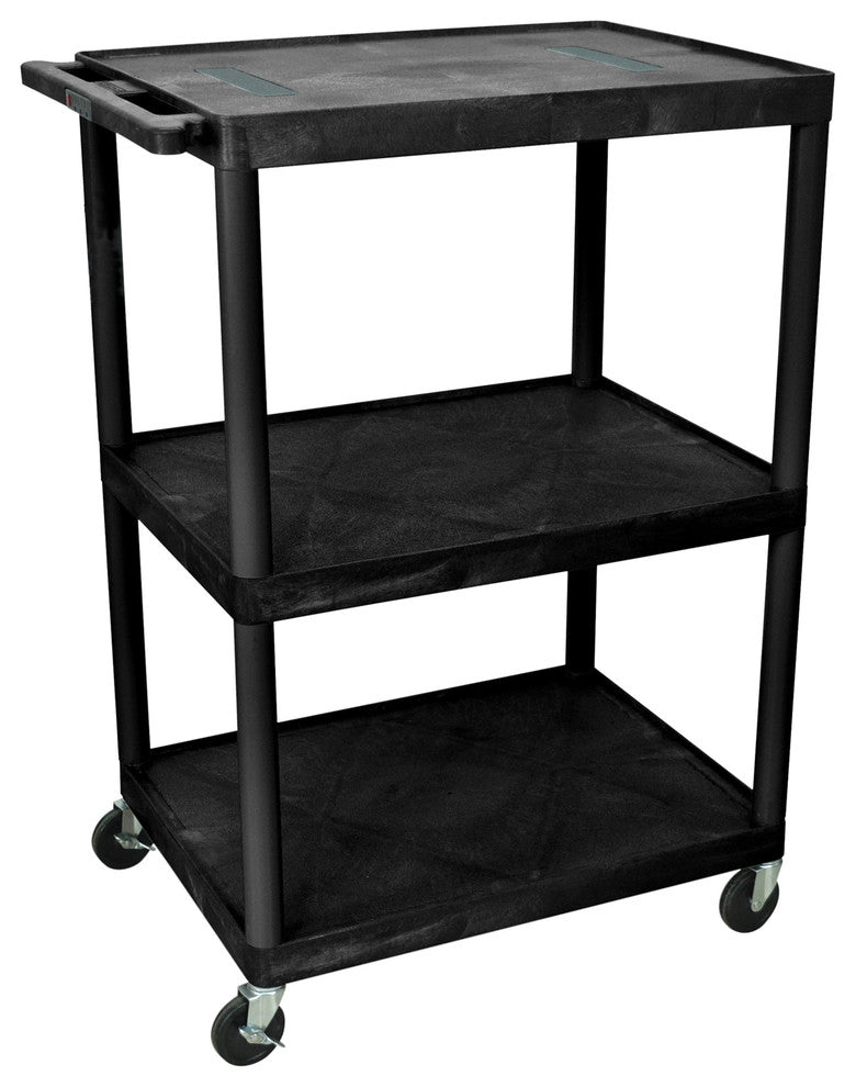 Luxor Black Endura 3-Shelf Cart, 48"