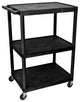 Luxor Black Endura 3-Shelf Cart, 48"