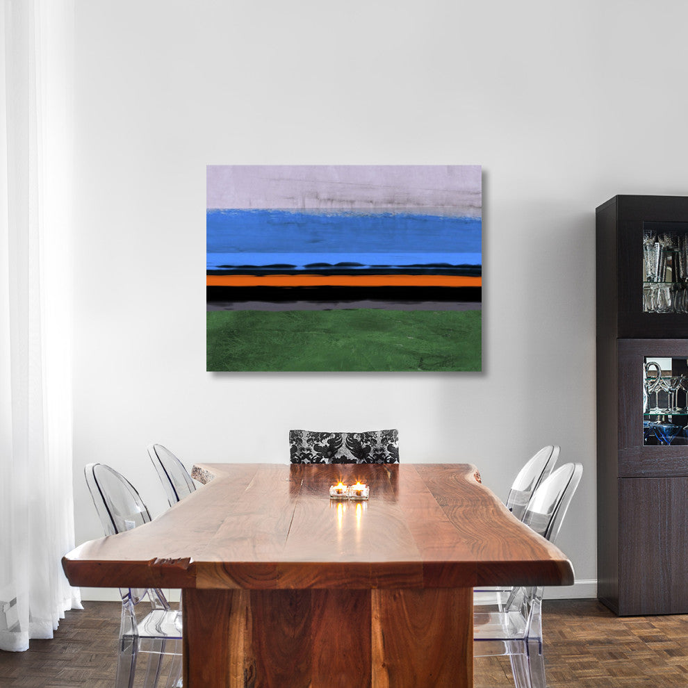 "Abstract Stripe Theme Orange And Blue" Fine Art Print