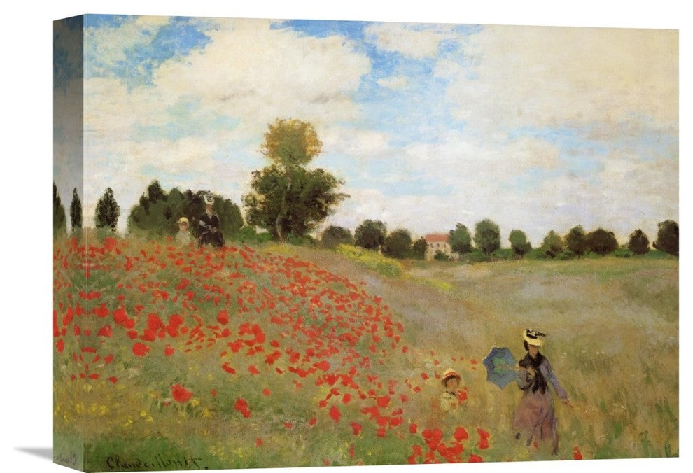 "Field Of Poppies (Les Coquelicots) 1873" Canvas Giclee by Claude Monet, 16"x12"