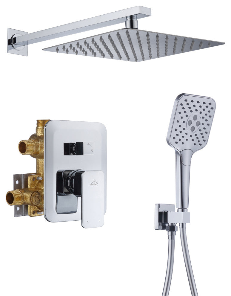 Brushed Nickel Wall Mounted  Shower Faucet Waterfall Shower Bar System, Chrome