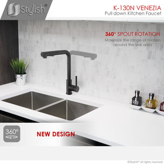 STYLISH Single Handle Pull Down Matte Black Kitchen Faucet