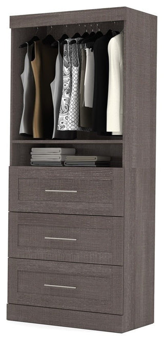 36" Storage Unit With 3-Drawer Set, Bark Gray