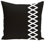Lace Up Geometric Print Pillow, Black, 18"x18"
