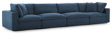 Commix Down Filled Overstuffed 4 Piece Sectional Sofa Set, Azure