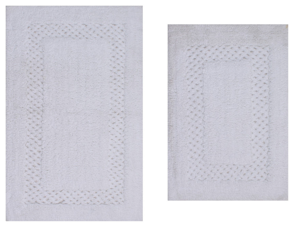 Classy Bath Rugs Set, 2 Piece Set, White