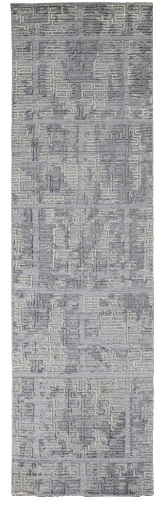 Huntley Luxe Geometric Maze Runner, Steel Gray, 2'9"x8'