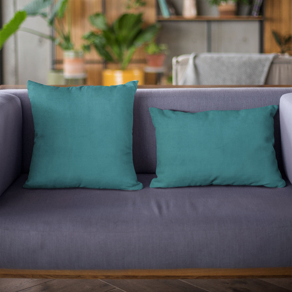 Sky Blue Solid Shiny Velvet Luxury Throw Pillow, Double sided 20"x36" King