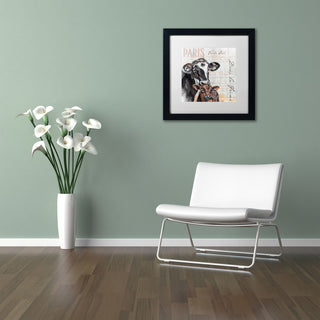 'Dans la Ferme Cow' Art, 11x11, Black Frame, White Mat
