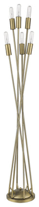 60" Brass Six Light Torchiere Floor Lamp