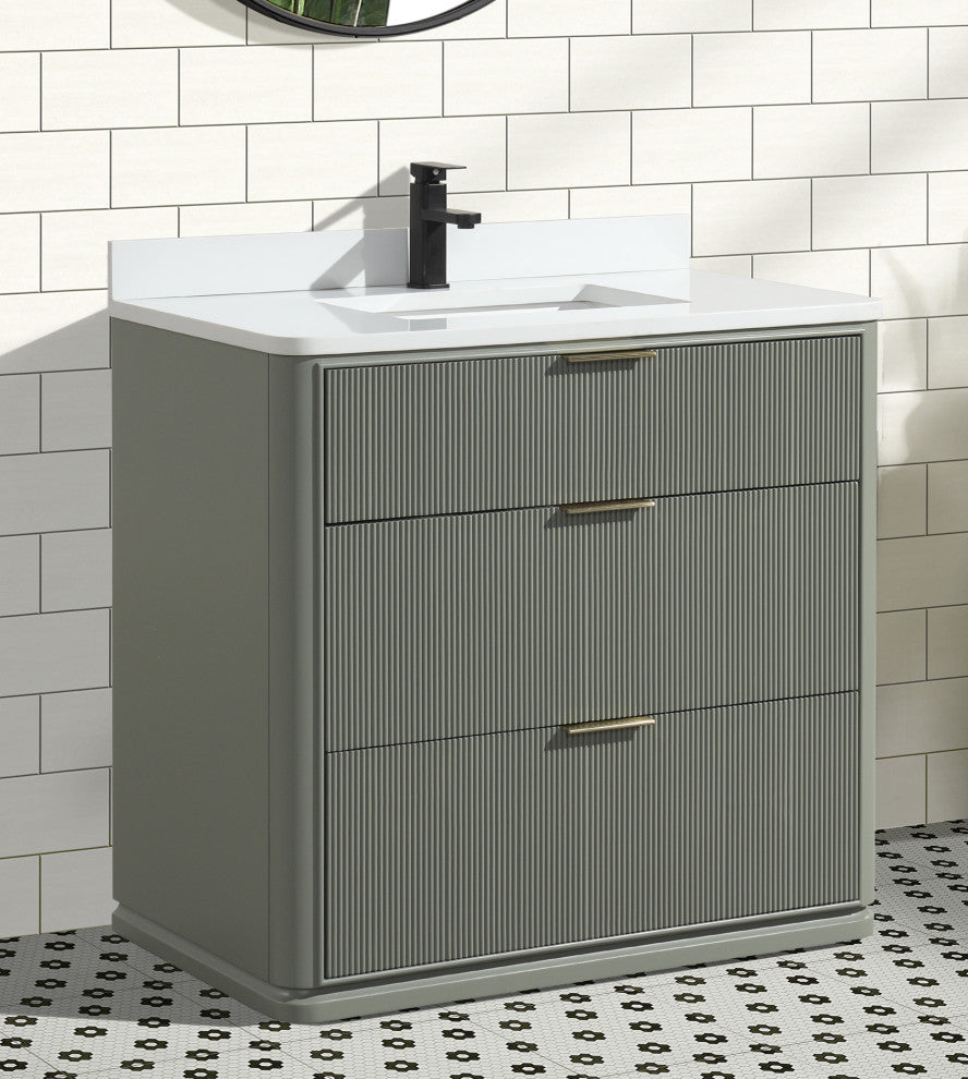 Ari Kitchen and Bath Aria 36" Freestanding Bathroom Vanity Sage