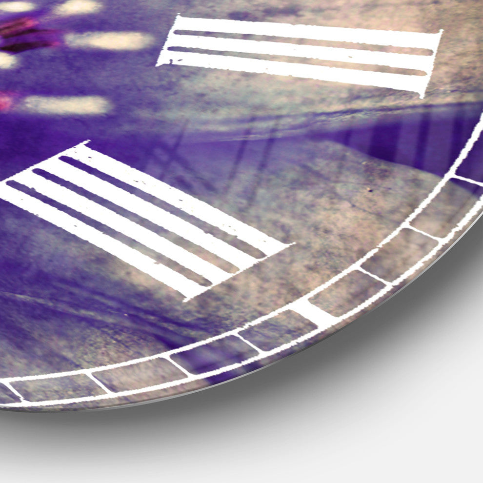 Blue Lotus Close Up Watercolor Flowers Round Metal Wall Clock, 36x36