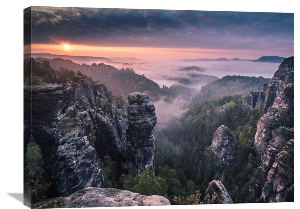 "Sunrise On The Rocks" Stretched Canvas Giclee by Andreas Wonisch, 30x23"