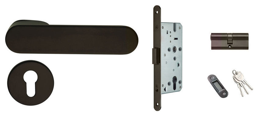 TÃ¼rgriff Italian Style Interior Door Handle, Carbon Black, Body and Key Cylinder