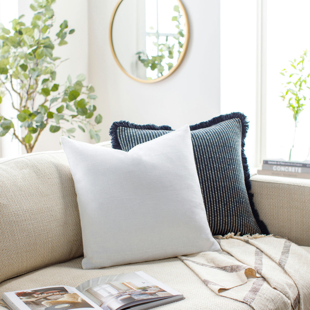 Surya Linen Solid Lsl-003 Pillow Shell With Down Insert 13"H X 20"W