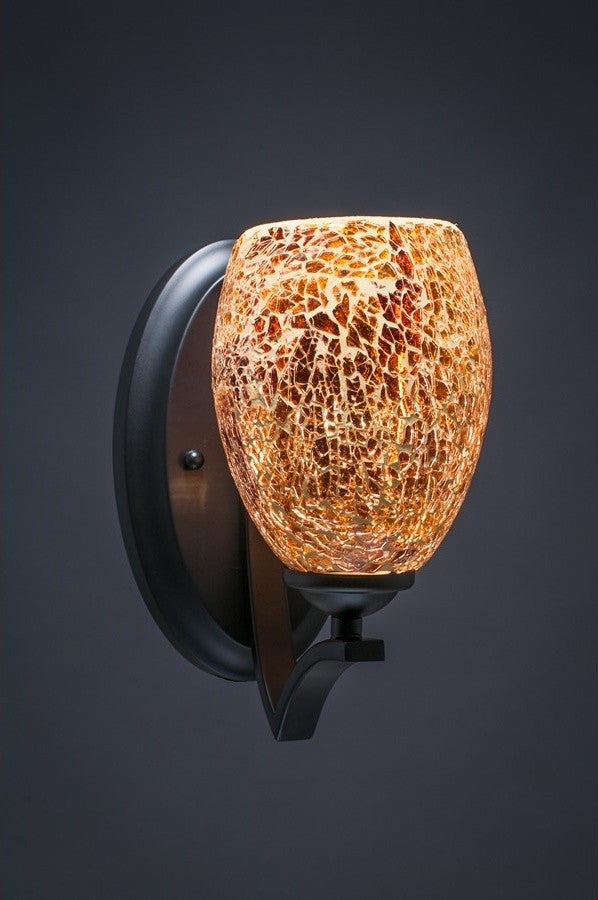 Zilo Wall Sconce, Matte Black, 5" Gold Fusion Glass
