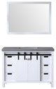 Marsyas 48" Single Vanity Cabinet Gray Quartz Top Square Sink, 44" Wall Mirror