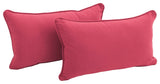 20"X12" Double-Corded Solid Twill Back Support Pillows, Set of 2, Bery Berry