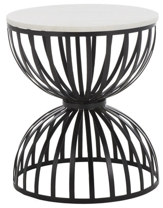 Safavieh Tissaia Round Accent Table, White Marble/Black