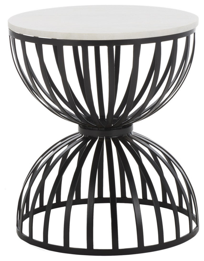 Safavieh Tissaia Round Accent Table, White Marble/Black