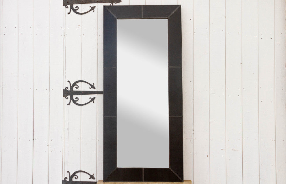 Tall Thai Embossed Leather Mirror