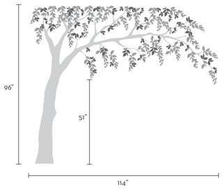 Falling Leaves Weeping Willow Tree Decal With Leaves, Scheme C, Standard
