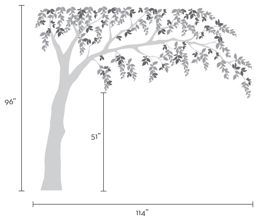 Falling Leaves Weeping Willow Tree Decal With Leaves, Scheme C, Standard