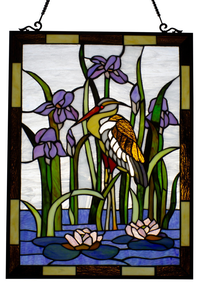 CHLOE Lighting Crane Tiffany Animal Window Panel